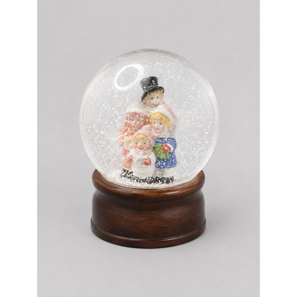 San Francisco Music Box Company Children Snow Globe Winter Scene Wood Base